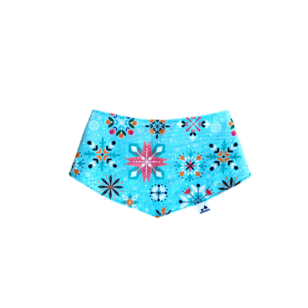 bandanka floral snowflakes, zimowa bandanka dla psa w kolorowe śnieżynki